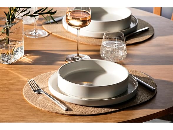 Fortessa Loft Felt Placemat, 13.3 x 16.5 Oval Placemat (Set of 4), Sand