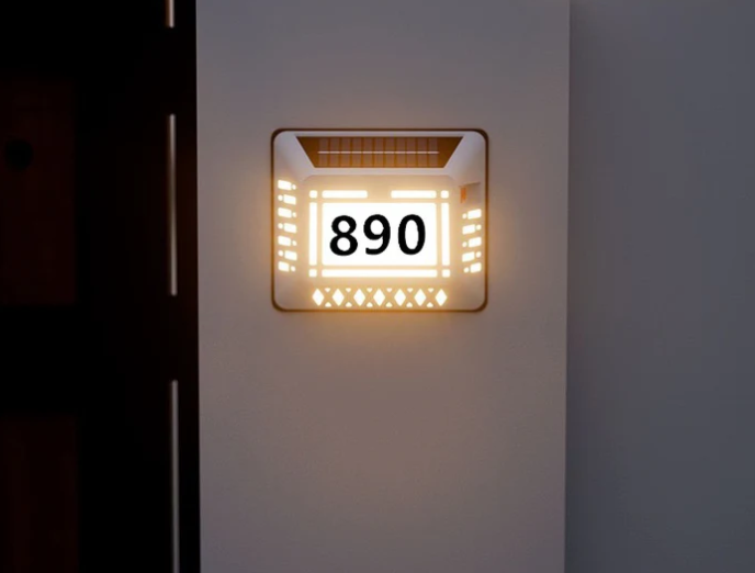 Solar LED Address Sign, White - Gallery 14