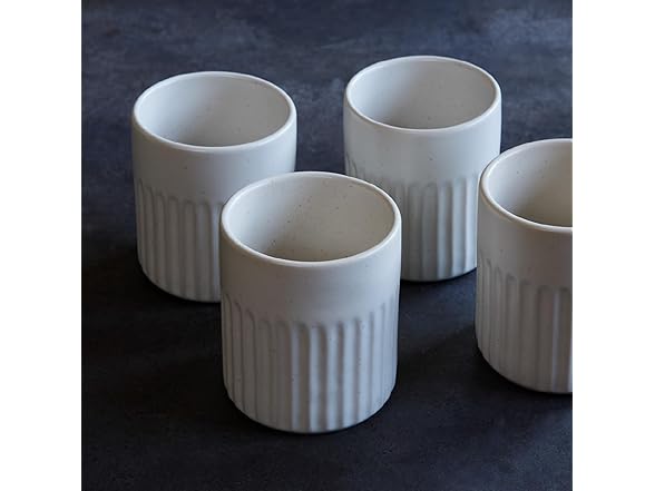 Goodies White Ribbed Water Cups (Set of 4)