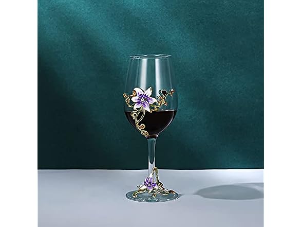 Enamel Flower Gin Balloon Glass Wine (Purple lily)