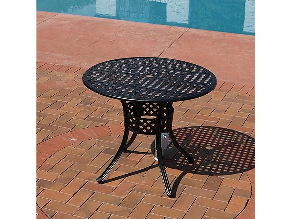 Sunnydaze Decorative Lattice Cast Aluminum Patio Dining Table