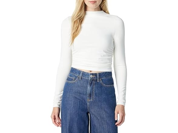The Drop Women (XXS) Ebony Mock Neck Long Top