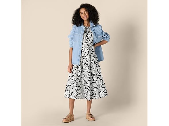 Amazon Essentials Women Dress Black Ivory Folk Flo