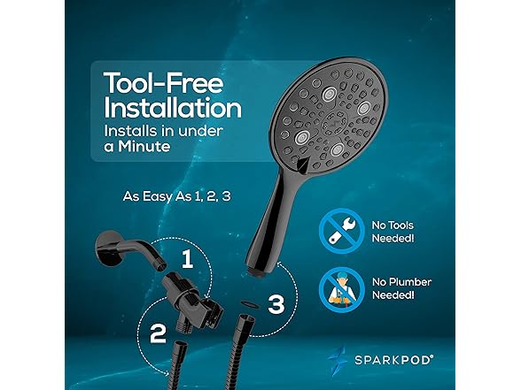 6" Handheld Shower Head 6-Spray 70" Hose