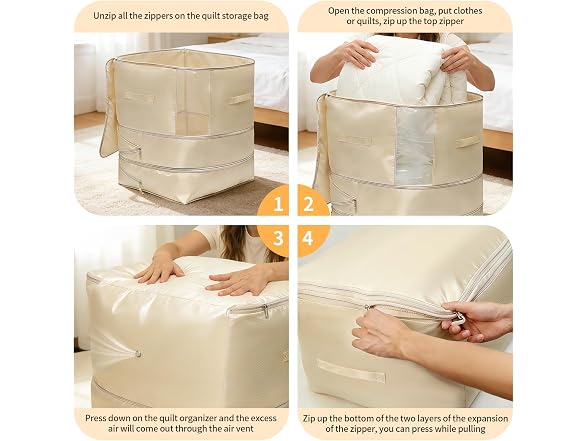 2 Pack Space Saving Comforter Storage Bag with Handle