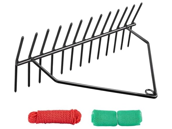 YIVIKPE 16" Aquatic Weed Rake w/30ft Rope