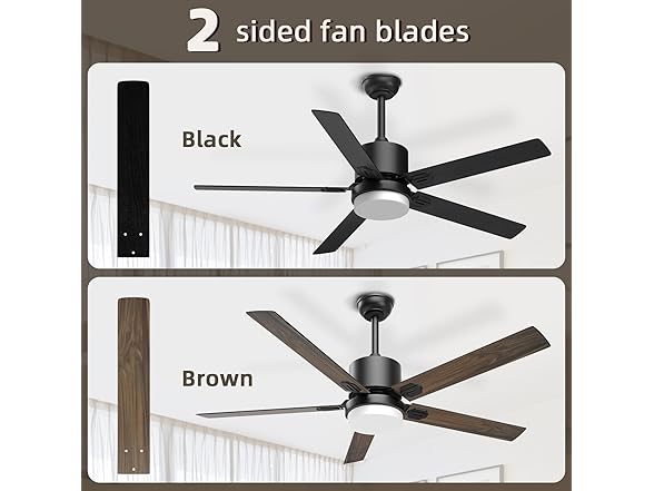 Sky sea Ceiling Fan with Light, Black, 52 inch