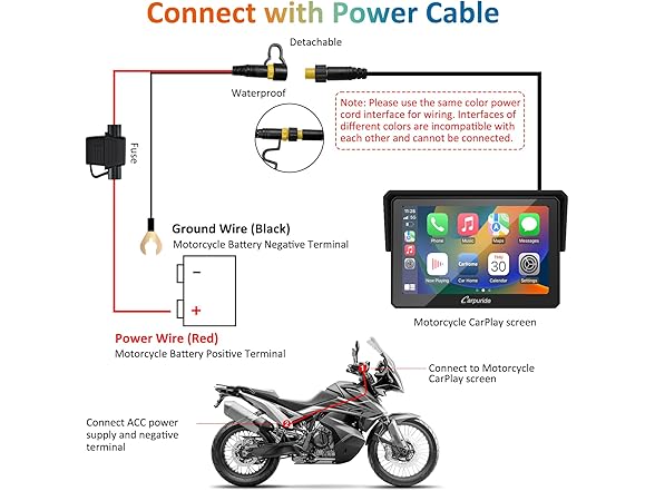 5" Motorcycle CarPlay Screen Waterproof