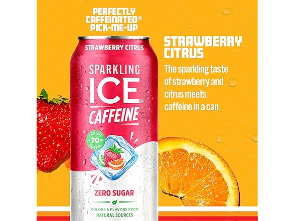 12PK Sparkling Ice Caffeine Strawberry Citrus