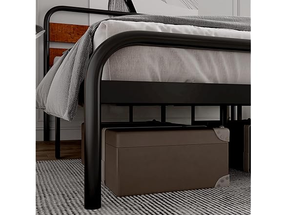 Homhougo Full  Bed Frame w/Wood Headboard