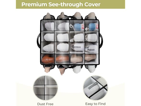 STORAGEIDEAS Fabric Shoe Organizer for Closet Black, 2 Pack