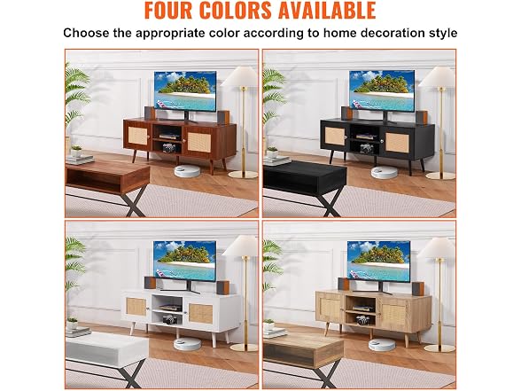 Rattan TV Stand, Mid Century Modern 65inch
