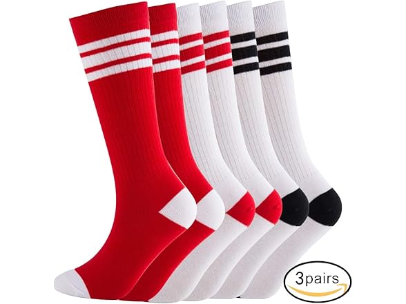 NEVSNEV Knee  Tube Socks 3 Pair 10-15 Years