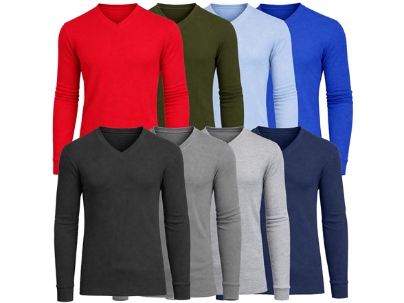 3Pk Asst Mens L/S V-Neck Thermal Shirts