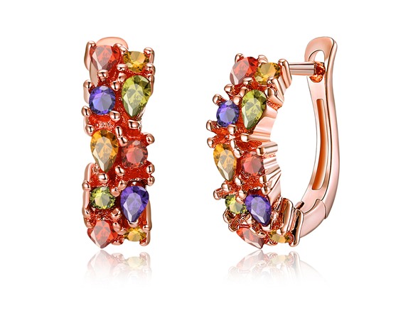 14K Rose Gold Plated Huggie Earring