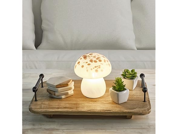 Amber Glass LED Mushroom Light
