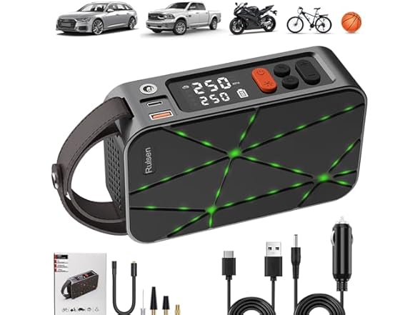 Rulsen Tire Inflator Portable Air Compressor,