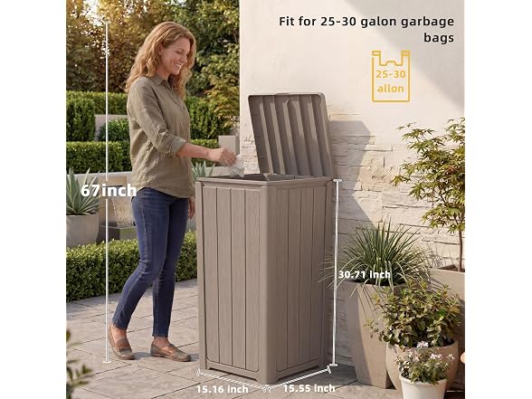 EFU 55 Gallon Outdoor Trash Can with Lid