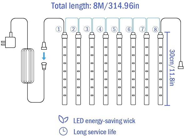192 LED Falling Rain Lights Outdoor