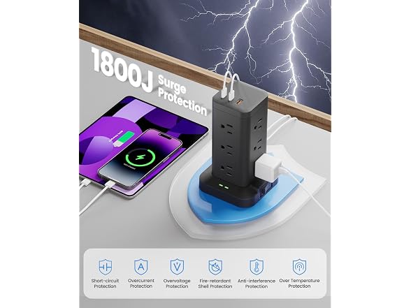 TAGZILO Power Strip Tower 1800J