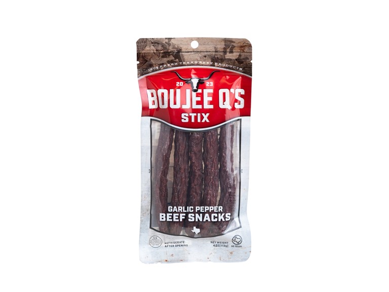 (3 Pack) Texas Boujee Q's Beef Jerky Stix 4oz - Garlic Pepper