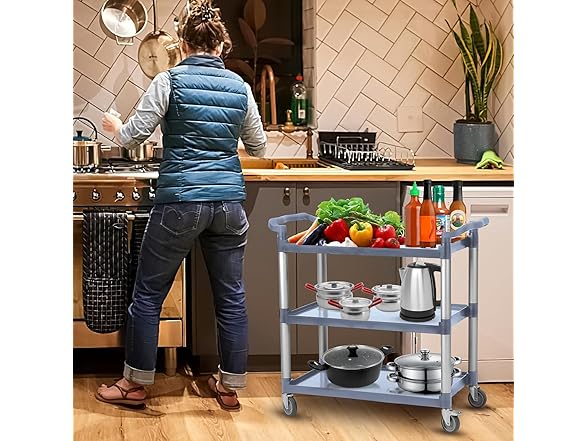 Utility Service Cart 3 Shelf, Plastic He