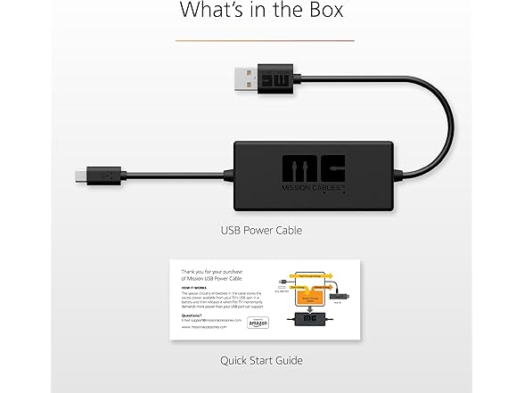 Mission Cables USB Power Cable for Fire Stick