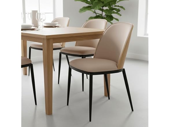 LeisureMod TCNW18BG2 Tule Dining Chair Natural Wood