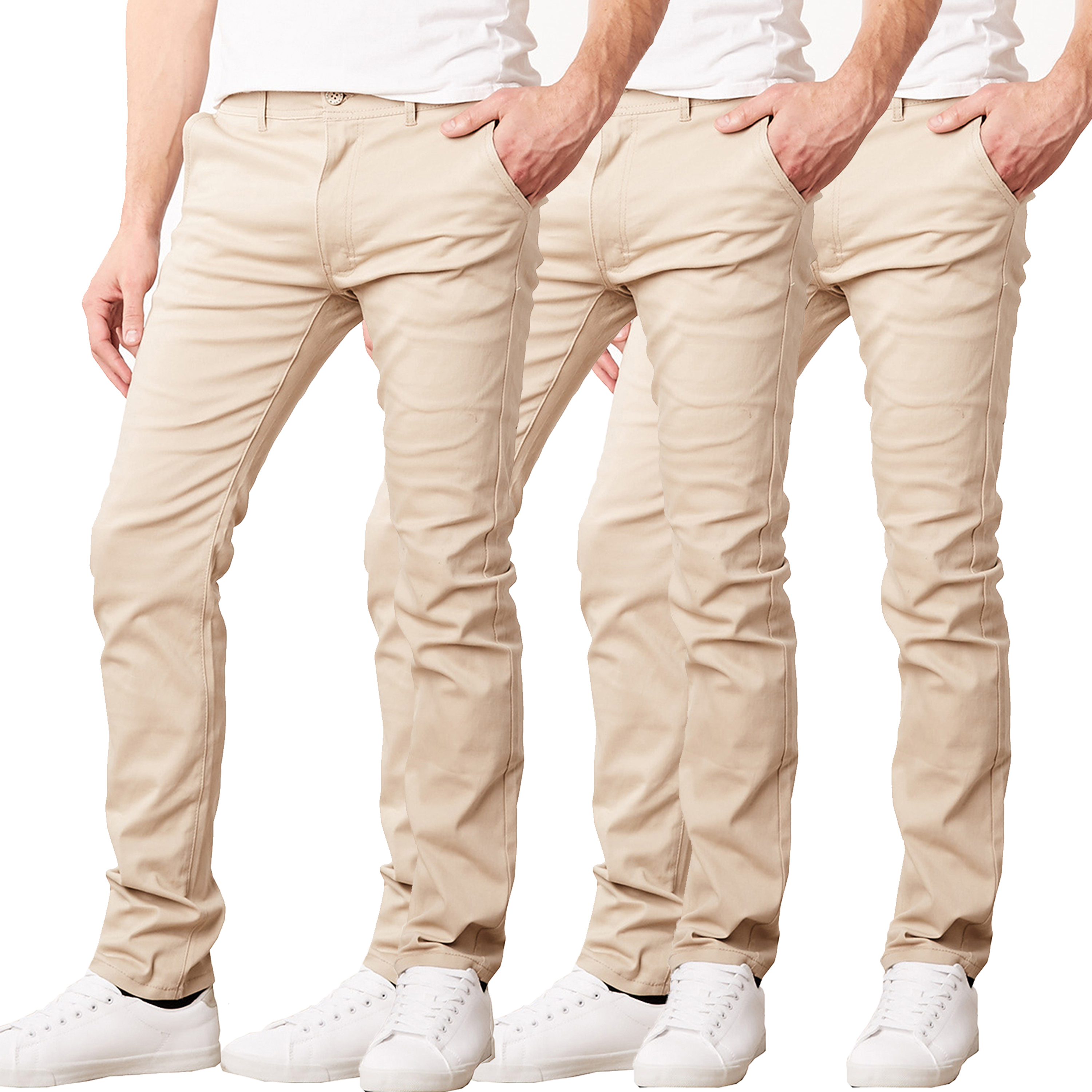 3Pk Mens Flat Front Stretch Chino Pants - Gallery 10