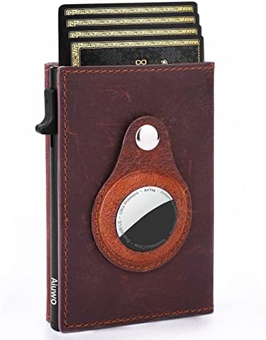 Aiuwo Airtag Wallet for Men,Mens Wallet Card Holder,Smart,Slim,Minimalist Wallet,Credit Cards Holder RFID Blocking Wallet (Airtag Wallet, Crazy Horse Brown)