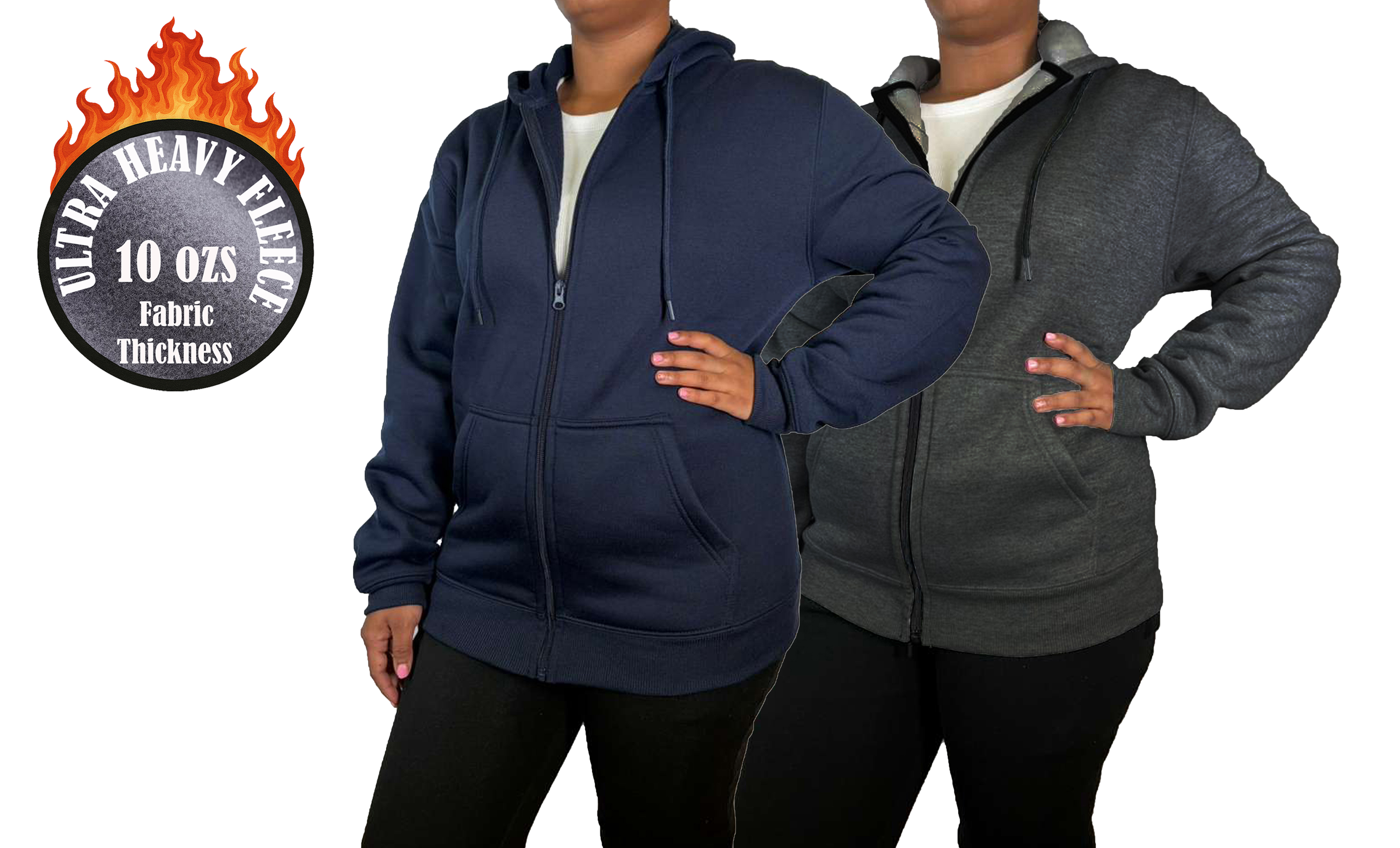 Womens Heavyweight Fleece-Lined Full Zip Hoodie - Gallery 23