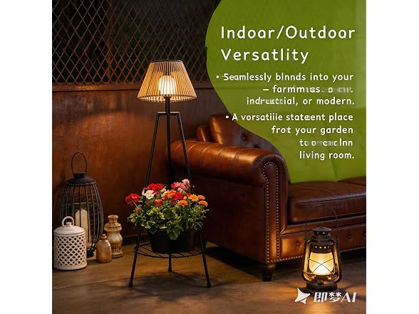 DJGIFI Solar Floor Lamp Plant Shelf
