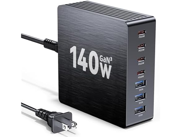 140W USB C Charger Block | GaN3 7 Ports