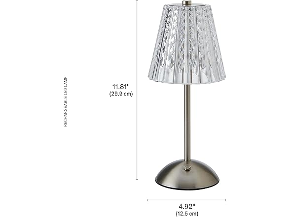 Elements 11.8-Inch Silver Rechargeable LED Table Lamp