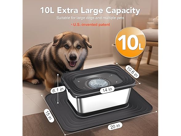 Decflow W0656 10L dog water bowl