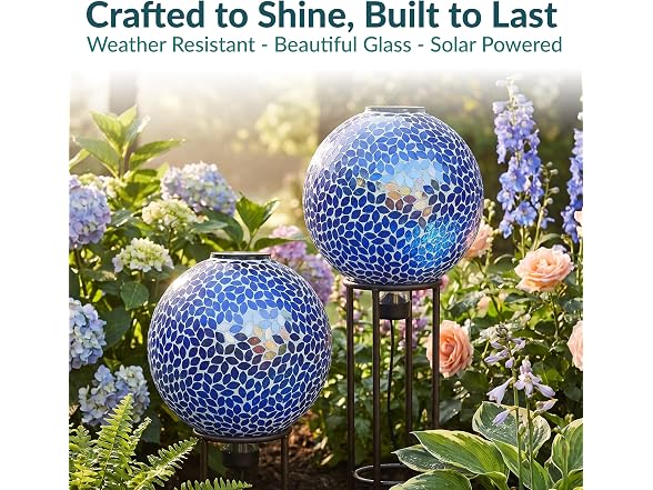 Sunnydaze 10" Solar Lavender Mosaic Globe