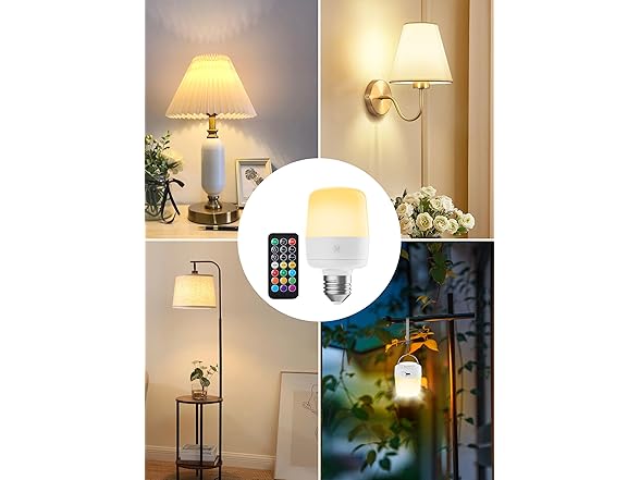 Minetom E26 Rechargeable Light Bulbs 4 Pack