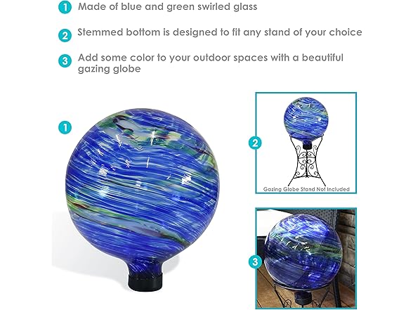 Sunnydaze 10-Inch Gazing Ball for Garden, Northern Lights