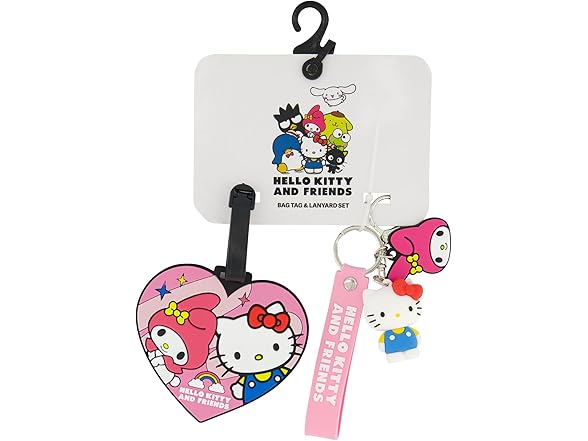 FUL Hello Kitty 2-Piece Suitcase ID Tag and 3D Lanyard Set 