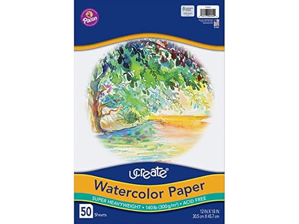 UCreate UCREATE Watercolor Paper, White, 140 lb, 12" x 18
