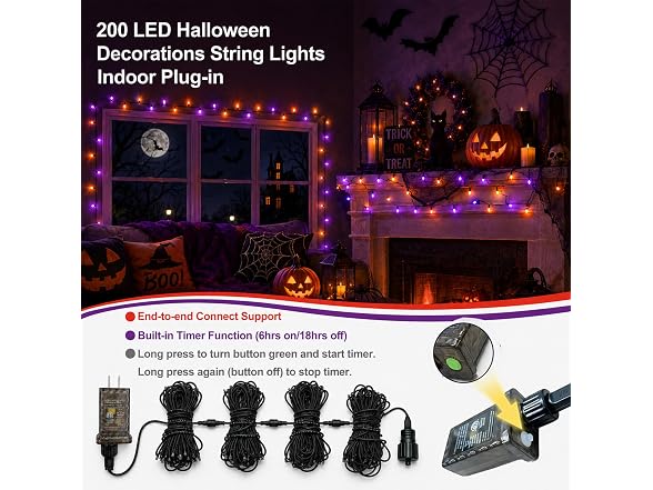 Forlivese 76Ft 200 LED Halloween Lights