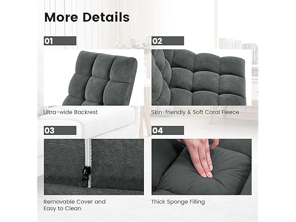 Murago Folding Floor Chair with Back Support for Adults, Adjustable Japanese Meditation; Portable Gaming Chair Recliner Seat with Comfy Cushion, for Teens, Dark Grey (Open Box)