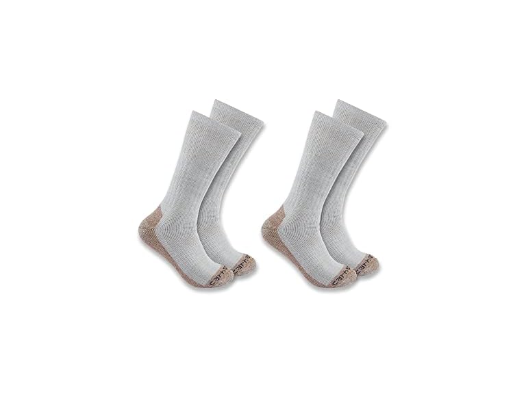 Carhartt Men's SB7672M Midweight Steel Toe Boot Sock 2-Pack X-Large Gray