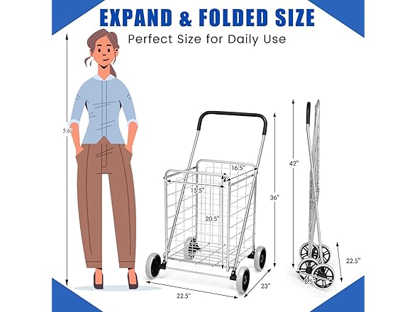 IRONMAX Folding Shopping Cart Silver