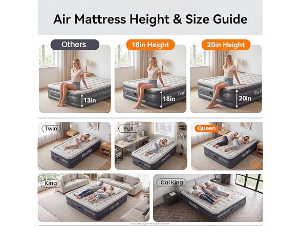 OlarHike Queen Air Mattress 20in 700LBS