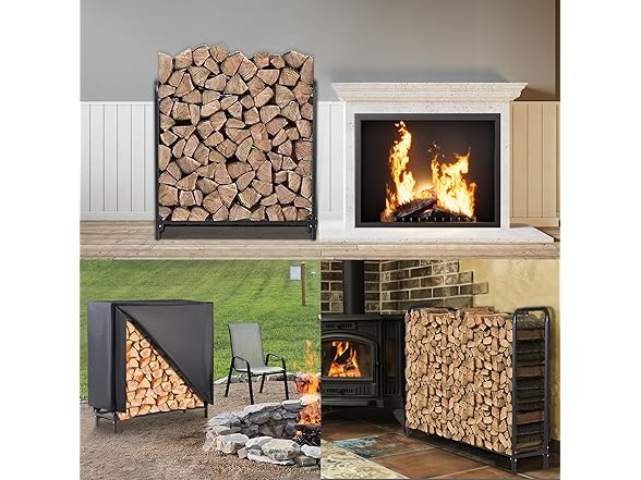 LUGO Waterproof Firewood Rack 48" Oxford Cover Combo Set
