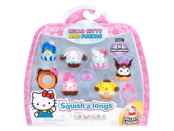 Squish-a-longs Hello Kitty Ice Cream Mini-Squish + Accessory 6-Pack