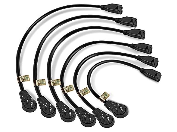 Nekteck 6Pk Flat Plug Extension Cord