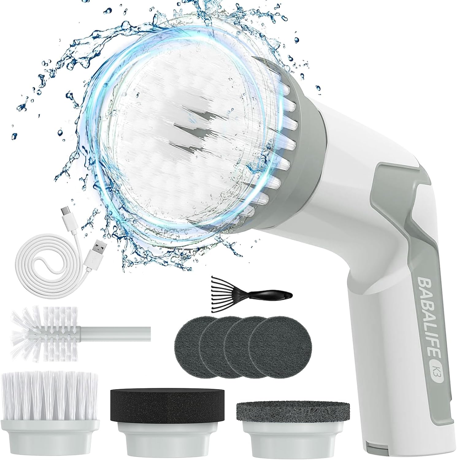 Electric Spin Scrubber w/ 8 Brush Heads - Gallery 12