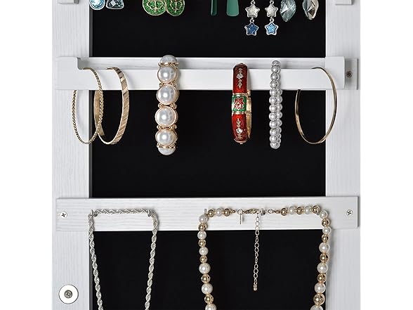 Elevon Hanging Mirror Jewelry Cabinet with Storage